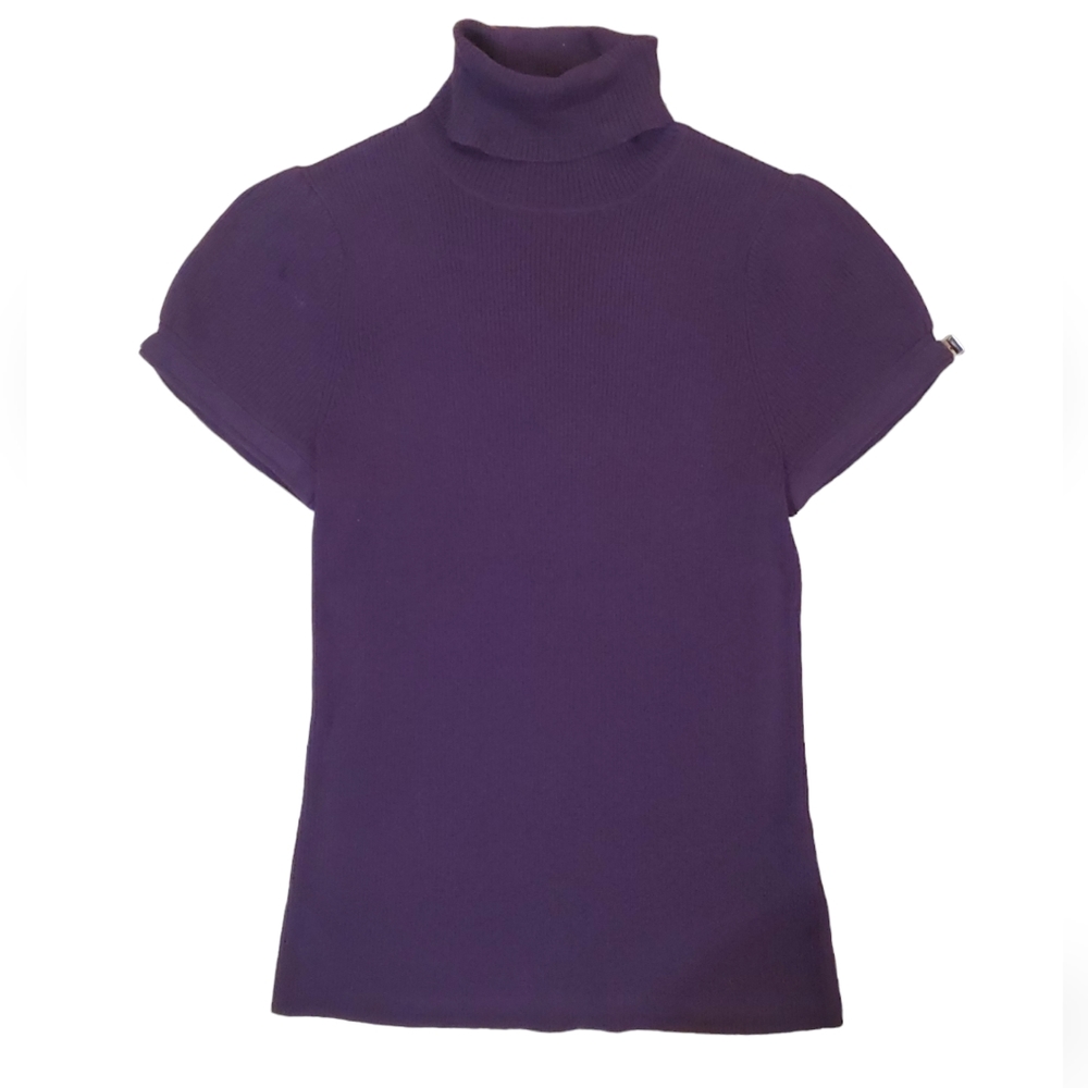 Apt. 9‎ Women's Purple Turtleneck Short Sleeve Fitted Sweater Top Petite Medium